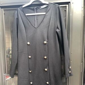 Black long sleeve button dress.